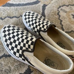 checkered slip on vans (men’s 8.5, women’s 10)